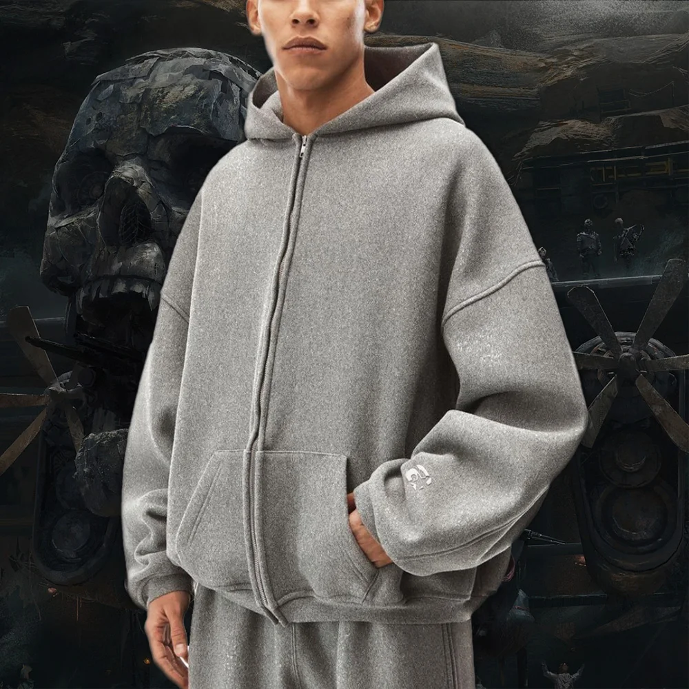 

Серый Свободный свитшот NIGO на молнии с капюшоном Ngvp # nigo6687