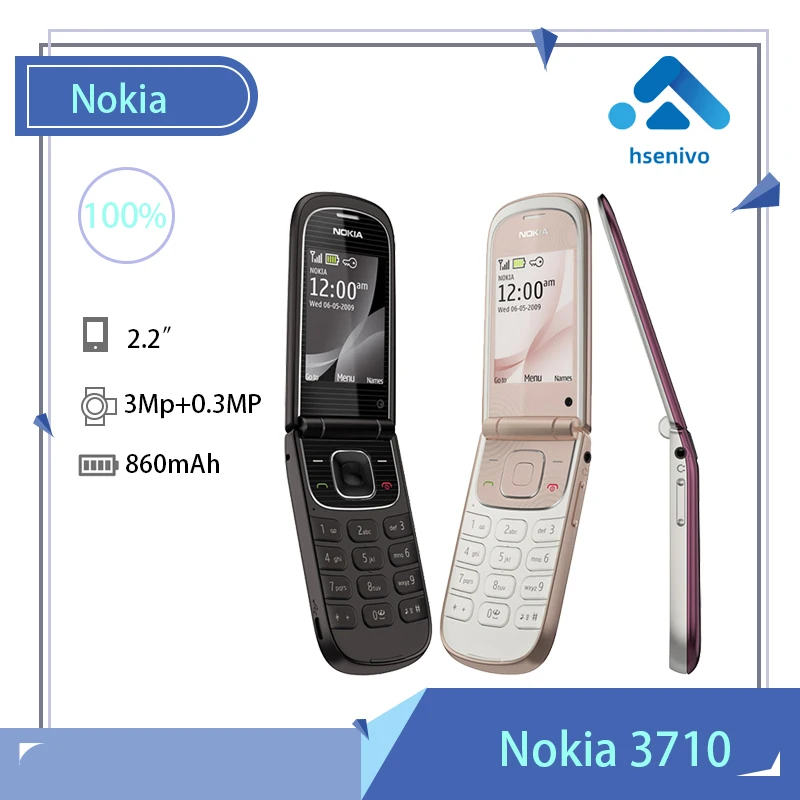 

Nokia 3710 Fold 3710F Восстановленный Оригинальный разблокированный 3G телефон английская русская Арабская Иврит Клавиатура