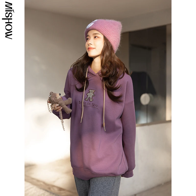 

MISHOW 2021 Winter Hoodies For Women Long Sleeve Sweet Outdoor Pullover Fashion Sweatshirt Female Casual Clothing MXA48V0089