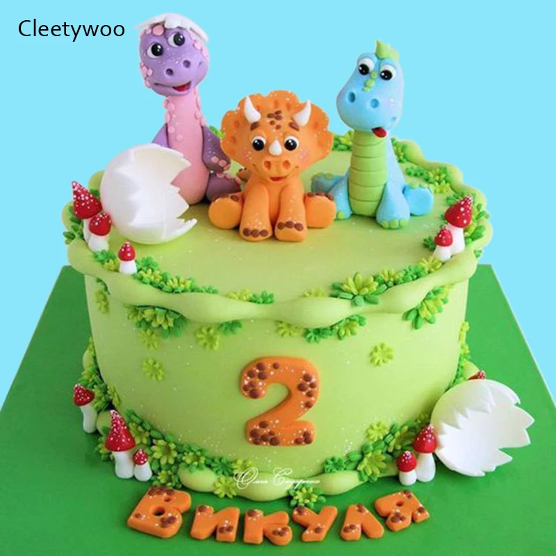 

Милый динозавр торт Топпер джунгли сафари динозавр Декор кекса леса животных украшение торта 1 вечеринка для мальчика день рождение мир Юрс...