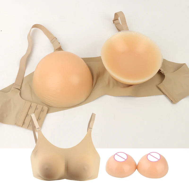 2014 Round Shape Silicone Fake Breast Forms Push Up Seamless One Piece Bra for Crossdresser Shemale Drag Queen