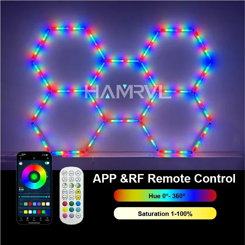 Светодиодный шестигранный RGB светильник для гаража потолочный сотовый