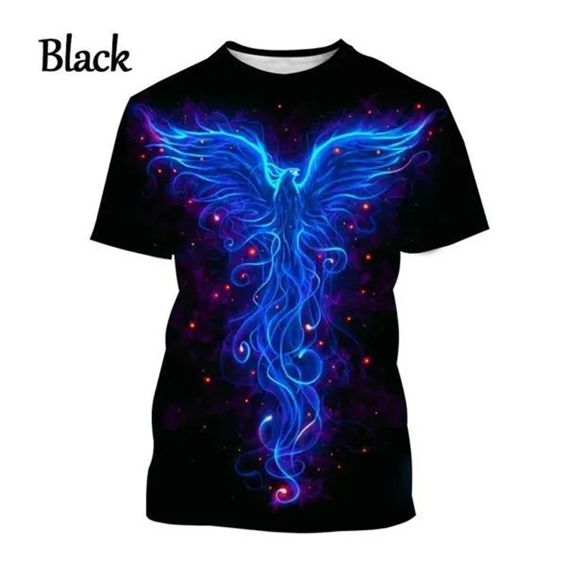 

Футболка Мужская/женская с коротким рукавом, модный топ с 3D-принтом Огненного Феникса, с животным, на удачу, с принтом Феникса, индивидуальная одежда, лето