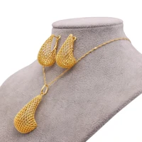 24k gold plated openwork jewelry set festive wedding jewelry necklace earrings two pack