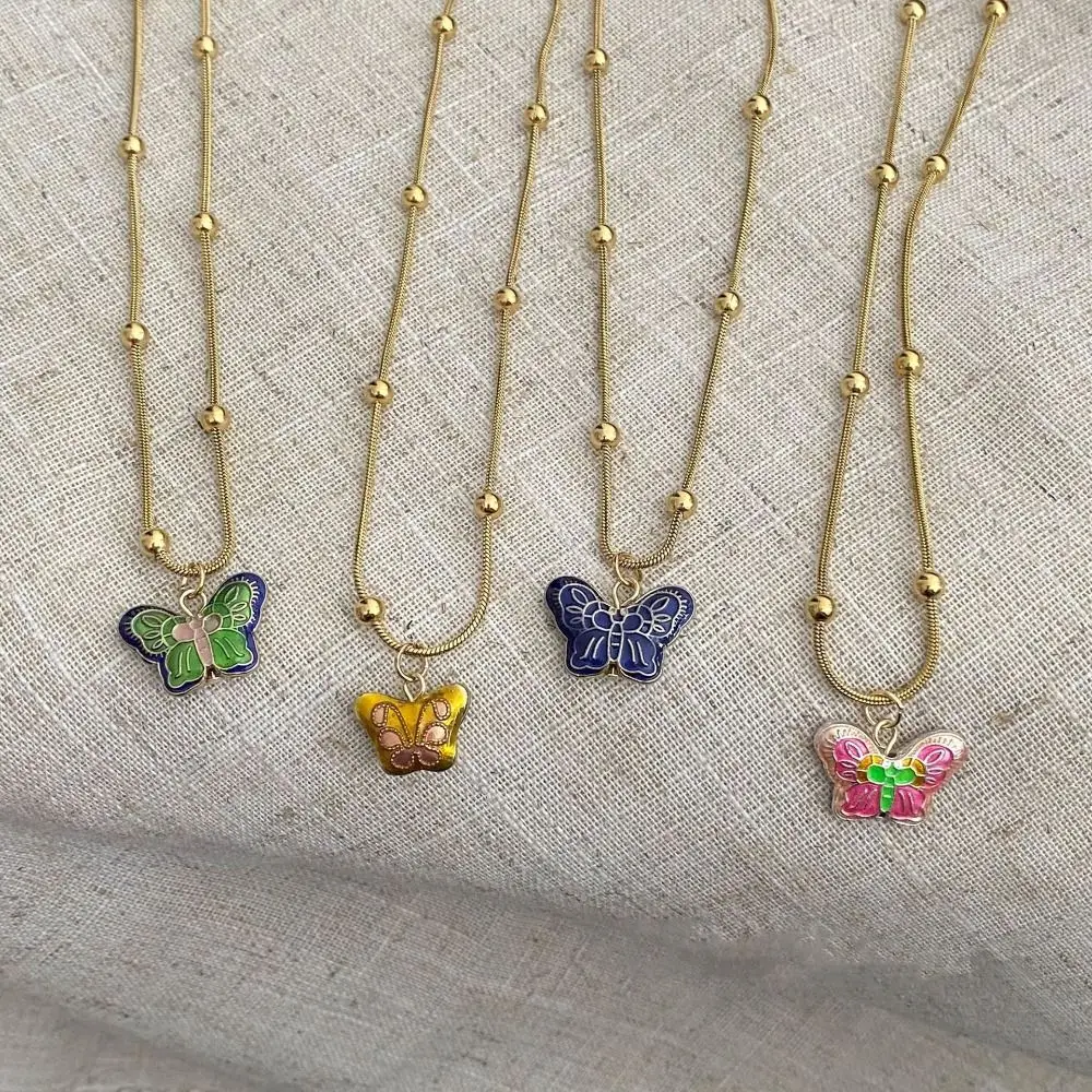 

1 Pcs Fairy Fashion Temperament Butterfly Colorful Elegant Women Necklace Enamel Choker Korean Style Necklace Sweet Choker