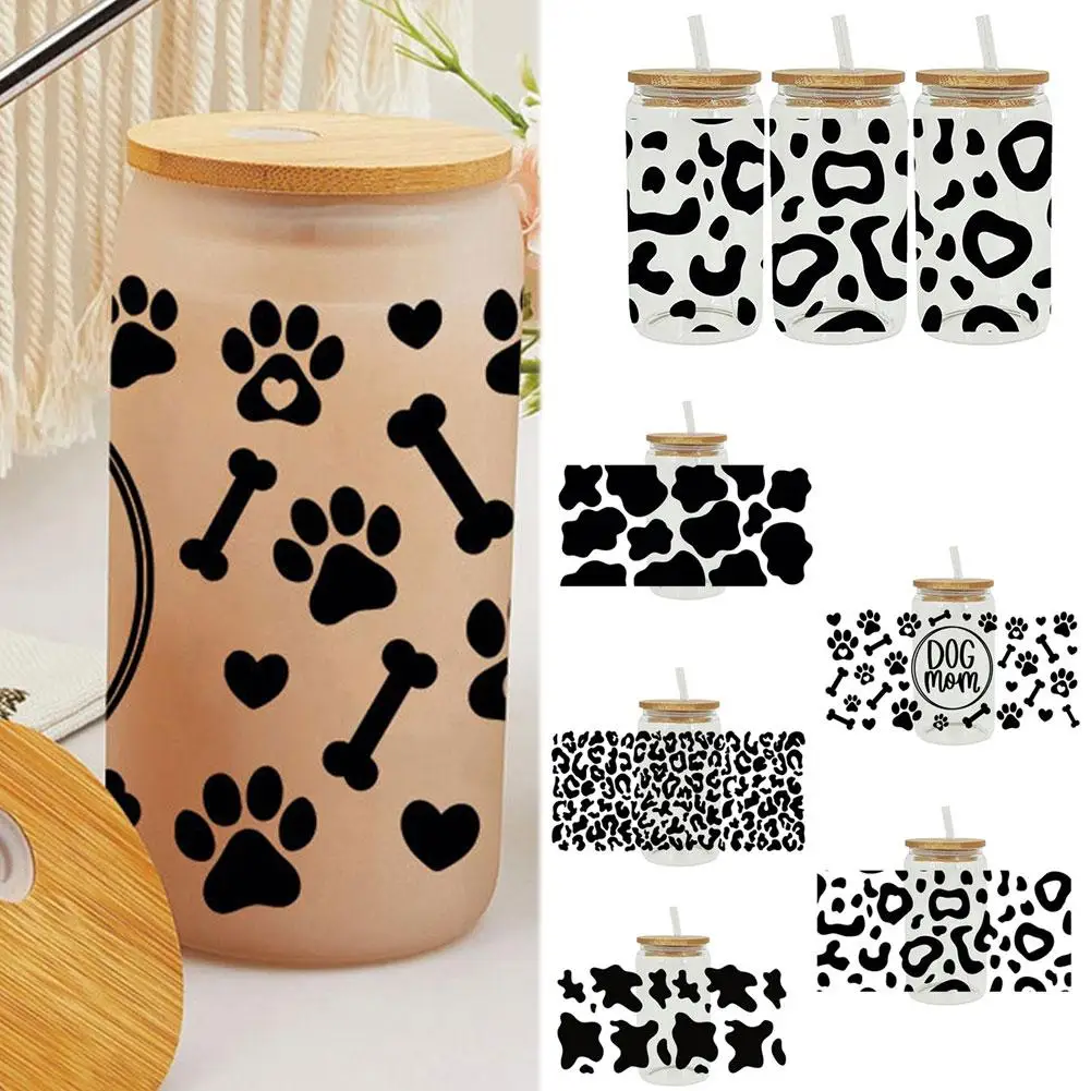 

Leopard UV DTF Transfer Sticker Design Waterproof 16OZ Cups Wraps Sticker Rub On Transfers For Crafts Furniture Custom Logo D1I2