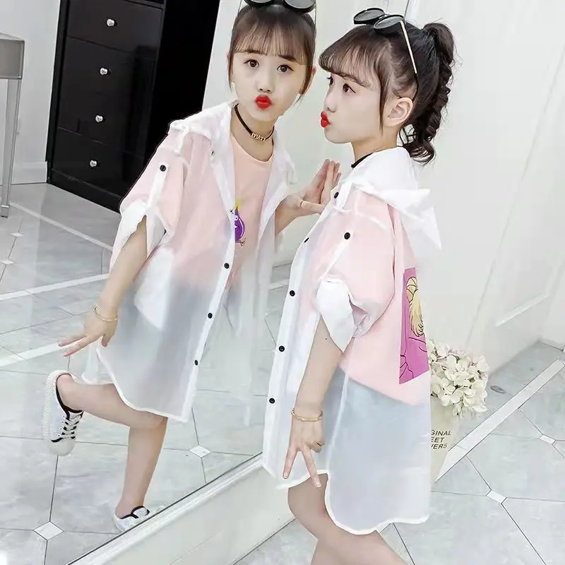 

Легкая Солнцезащитная одежда средней и длины из вискозы для девочек, дышащая детская летняя одежда с защитой от ультрафиолета