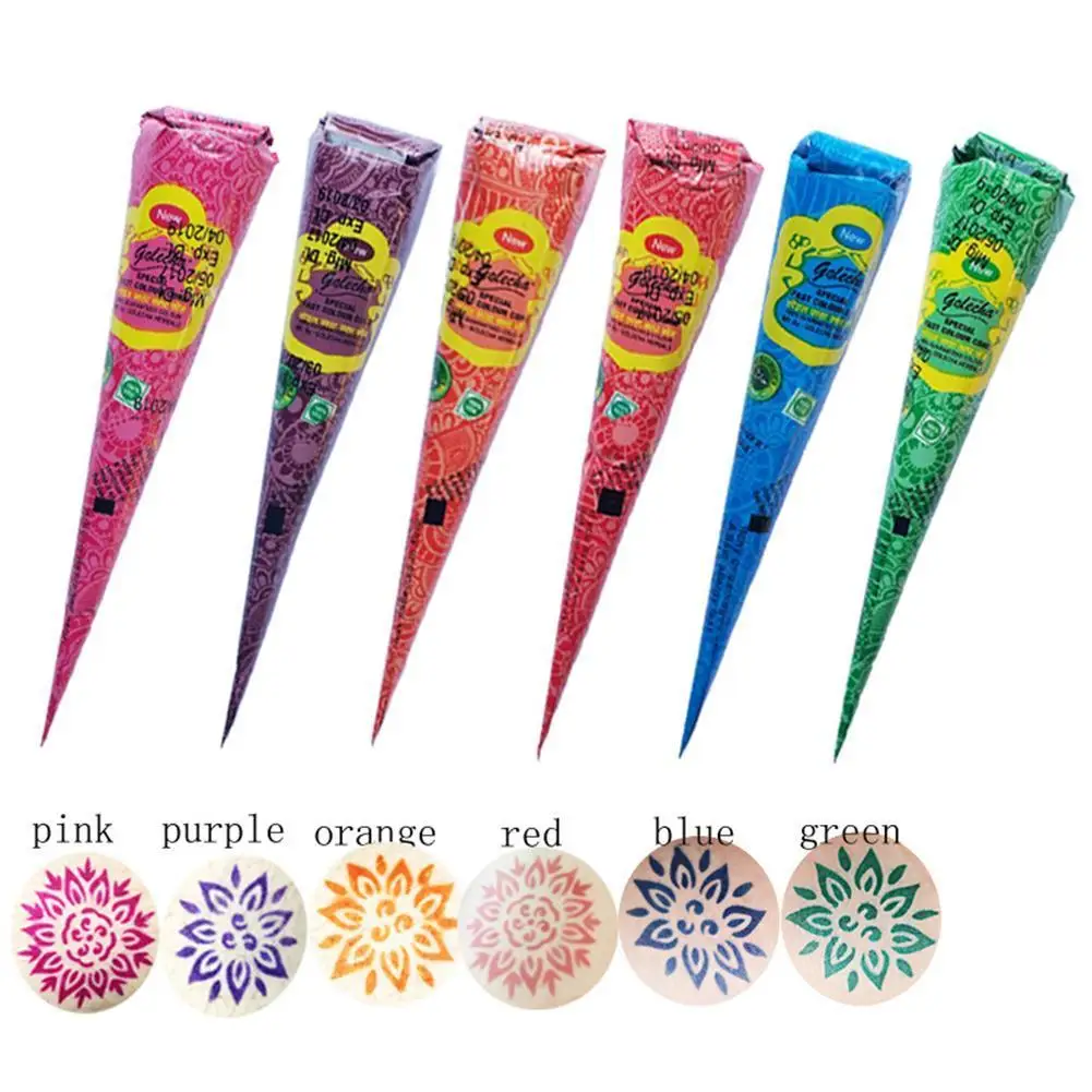 

Indian Mehndi Natural Brown Color Henna Paste Cone Women Makeup Finger Feet Body Cream Cone Temporary Drawing For Tattoo St