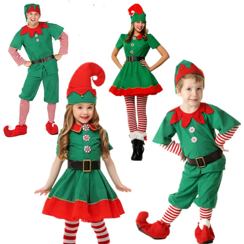

Рождественские костюмы для косплея и Хэллоуина для детей, для мальчиков и девочек, платье Elfbaby с шляпой и обувью, подарок на Новый год, карнавал, Искусственный Санта-Клаус