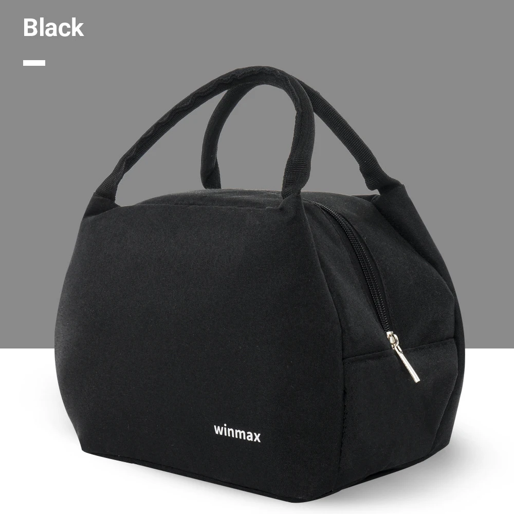 

Winmax Black Portable Lunch Bags for Men Women Kids Female Lunch Box Bag Fashion Insulated Thermal Food Picnic Totes Cooler Bag