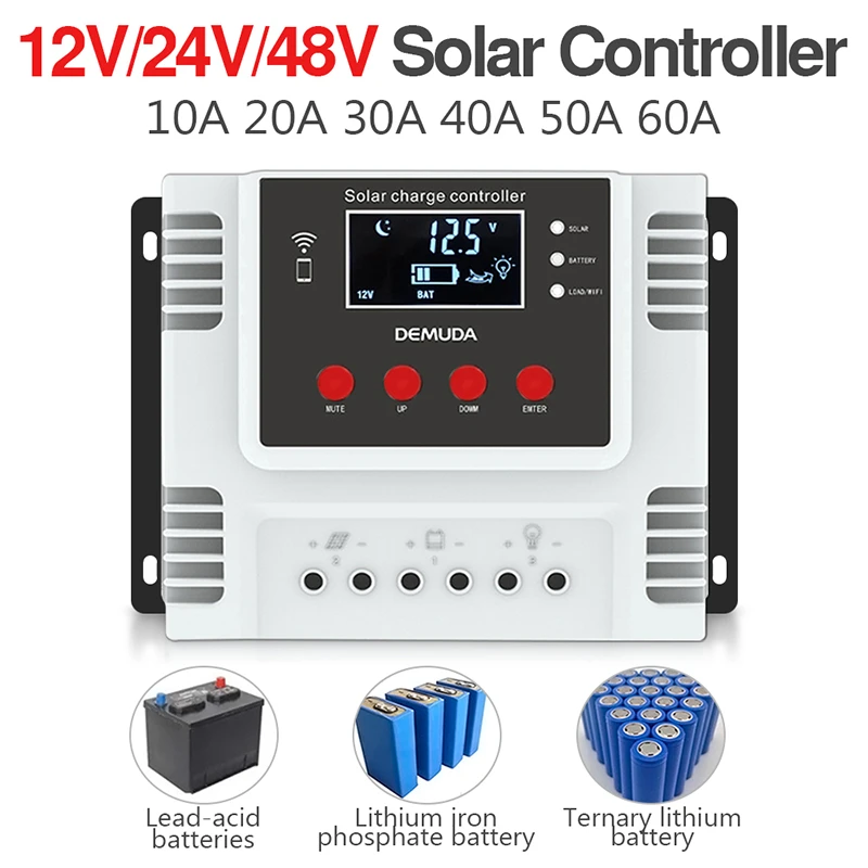 

20A 30A 40A 50A 60A Solar Controller Photovoltaic System Street Light LED Display USB Interface Intelligent Charging Controller