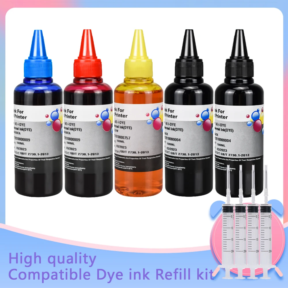 

Universal Refill Dye Ink Kit for Epson Canon HP Brother Lexmark DELL Kodak Inkjet Printer CISS Cartridge Printer Ink 4 Colors