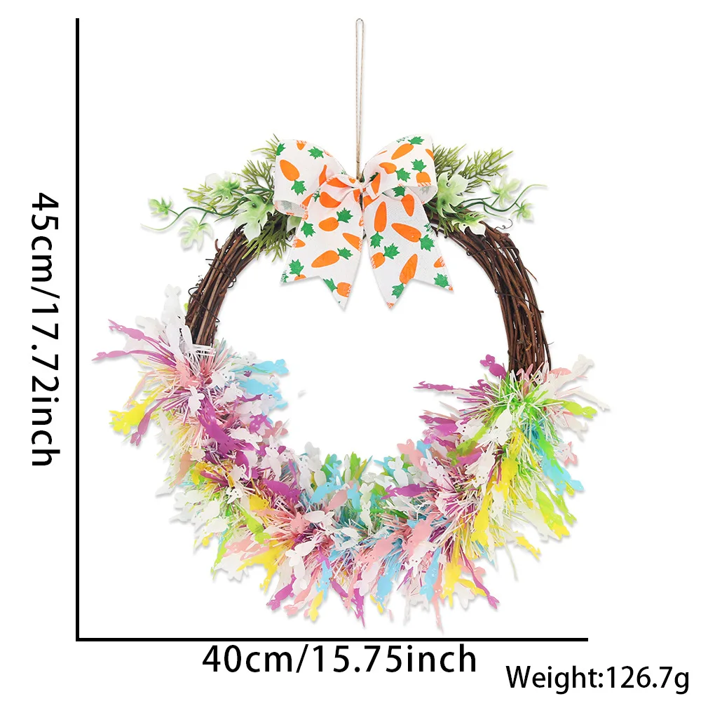 Пасхальный венок пасхальное яйцо кролик красочная полоска украшение на дверь