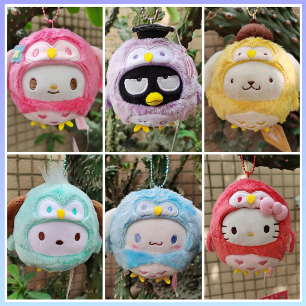

10cm Sanrio Plush Toys Kaiwaii Japanese KT Cats Cinnamorol Cartoon Around Bear keychain pendant Plush Doll Gifts for Girl