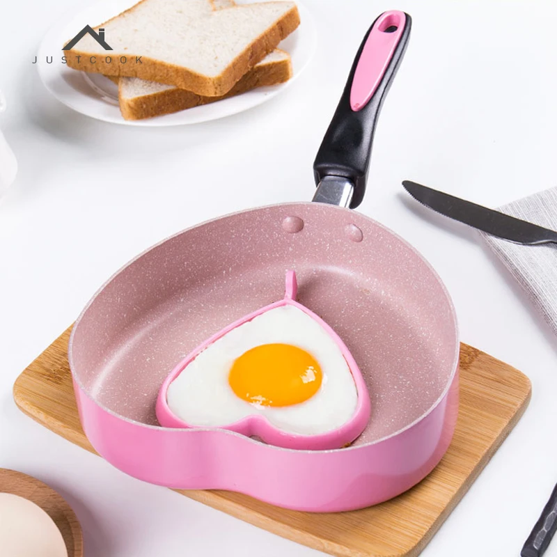 

17 Cm Creative Heart Shaped Non-Stick Frying Pans No Oil-Smoke General Use for Gas and Induction Cooker Cookware Gift