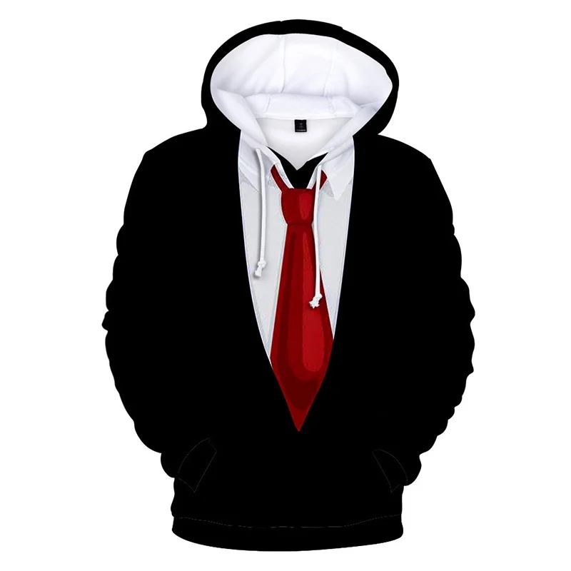 

Creative Fake Suit Shirt 3d Design Printed Hoodie Spring Autumn Men Hip Hop Street Kids Pullover Sweatshirt Hoodie Mens