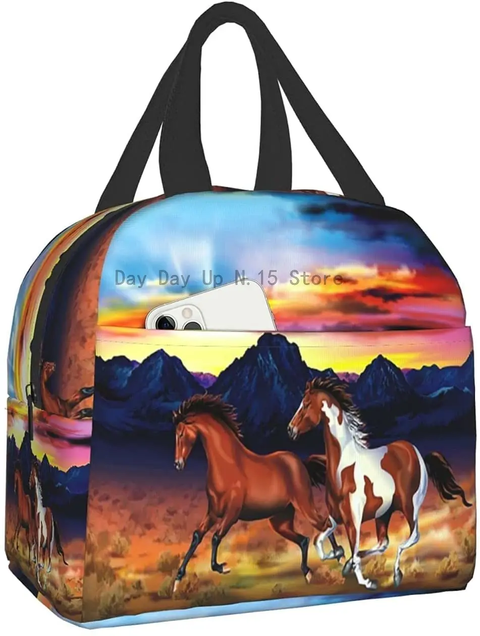 

Wild Horses Running Lunch Bag Tote Bag Lunch Bag For Women Men Kids Lunch Box Insulated Lunch Container for Office Work School