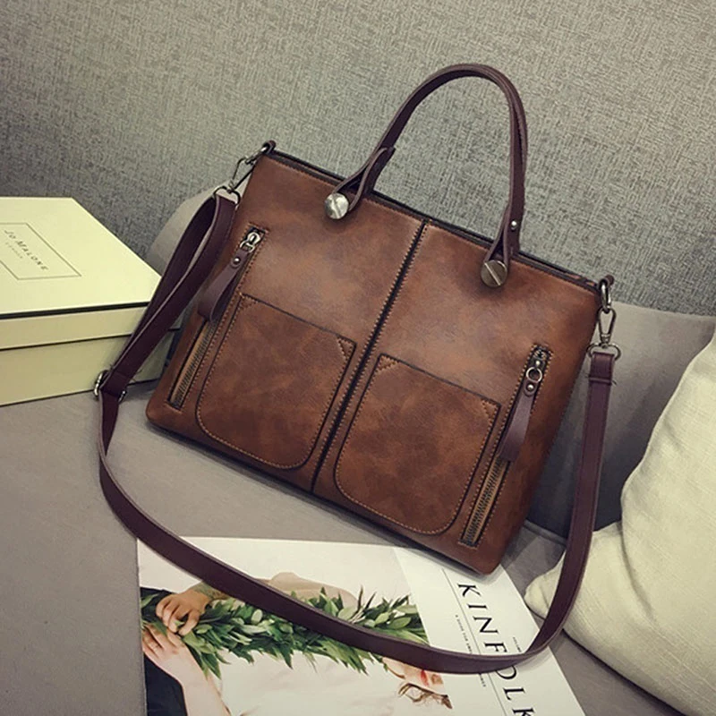 

Vintage Luxury Handbag Female Causal Totes Bag Leather Women Handbag Messenger Bag Clutch Handbags Winter Bolsa Feminina
