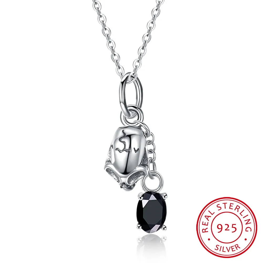 

Sterling Silver Vintage Skull Black Zircon Personality Sterling Silver Necklace