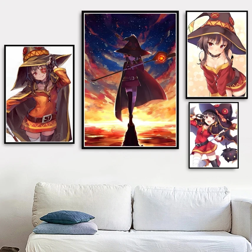 Постеры для печати KonoSuba MEGUMIN Cute Girl японский аниме подарок чернильная Картина на