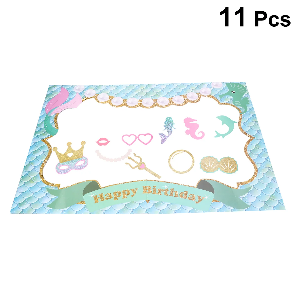 

11 Pcs Hawaiian Decor Birthday Props Images Decorate Mermaid Selfie Frame Bamboo Mermaids Banquet