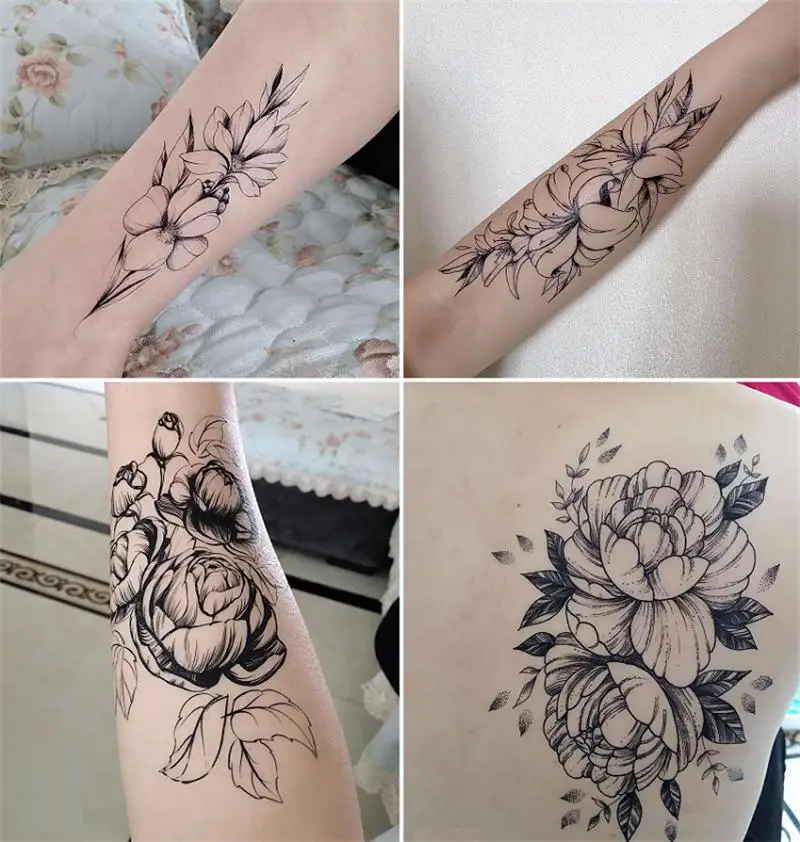 

Men and women tattoo stickers totem black dragon snake animal pattern waterproof tattoo stickers simulation tattoo
