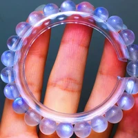 natural moonstone blue light bracelet women stretch crystal 7 8mm moonstone clear round beads bracelet aaaaa