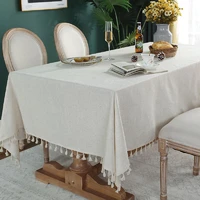 cotton tablecloths rectangular tassel round tablecloths anti wrinkle washable tea table covers home birthday party decorations