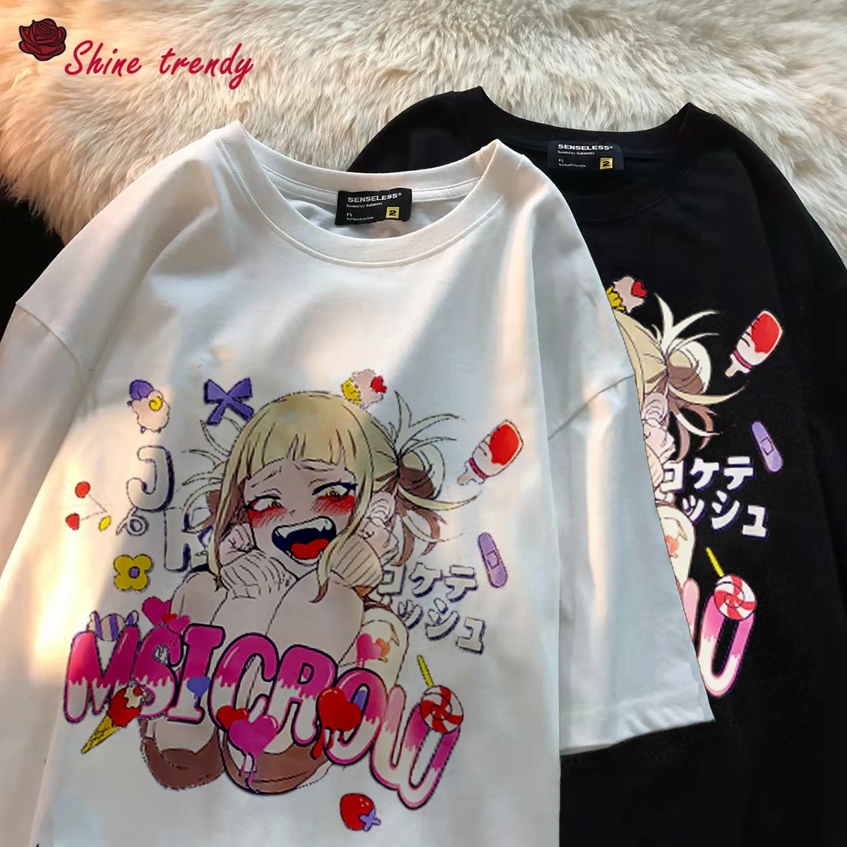 

Japanese Anime Print T-shirt Women Summer Casual Short Sleeve Oversized T Shirt Harajuku Streetwear Tops Female T-shirt Clothes