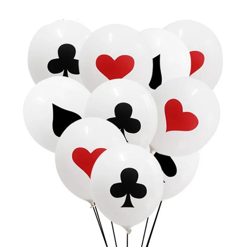 

10pcs Playing Card Balloon Las Vegas theme party latex balloon wholesale birthday wedding scene layout Men's Party Decoration