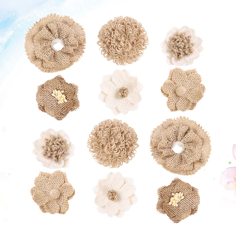

12 Pcs Burlap Craft Flowers Hessian Craft Flowers Burlap Roses Burlap Flower Decor Craft Burlap Flowers DIY Craft Flowers