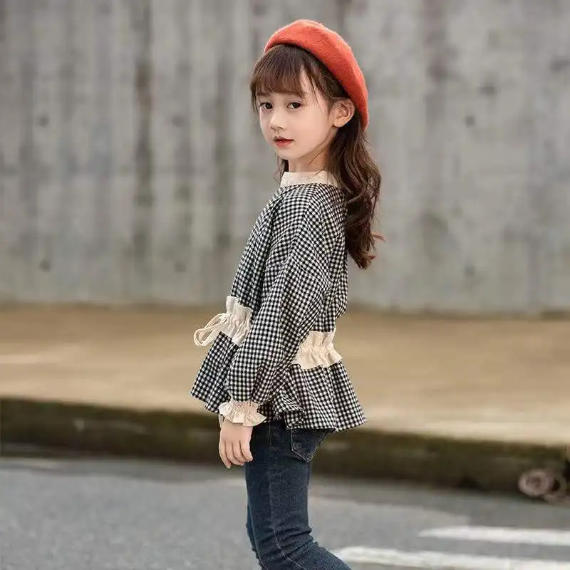 Рубашки для маленьких девочек Новое поступление весенние клетчатые рубашки в