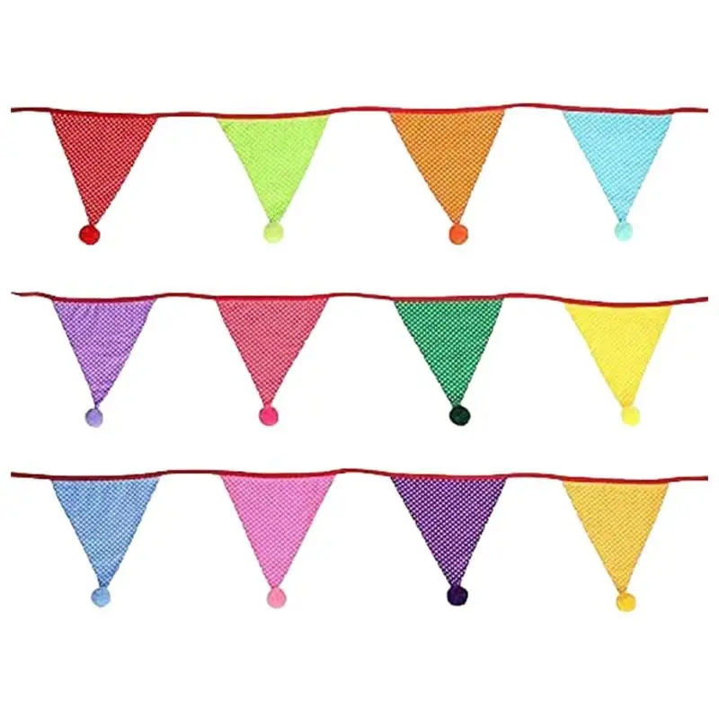 

Triangle Bunting Banner Cotton Cloth Banner Flags Triangle Pennant Garlands For Birthday Party Wedding Baby Shower Outdoor And