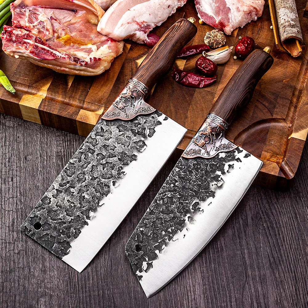 

Fine Engraving Cleaver Knife Chinese Bone Butcher Knife Multi-Function Cleaver Sharp Meat Vegetables Slicing Chopper