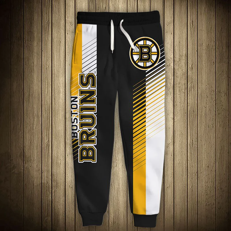 

Boston men's casual bruins sports pants doodle stripe round alphabet B printing sweatpants