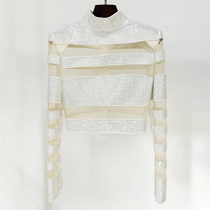 Женская футболка с длинным рукавом блестящий сетчатый пуловер модель y2k на осень