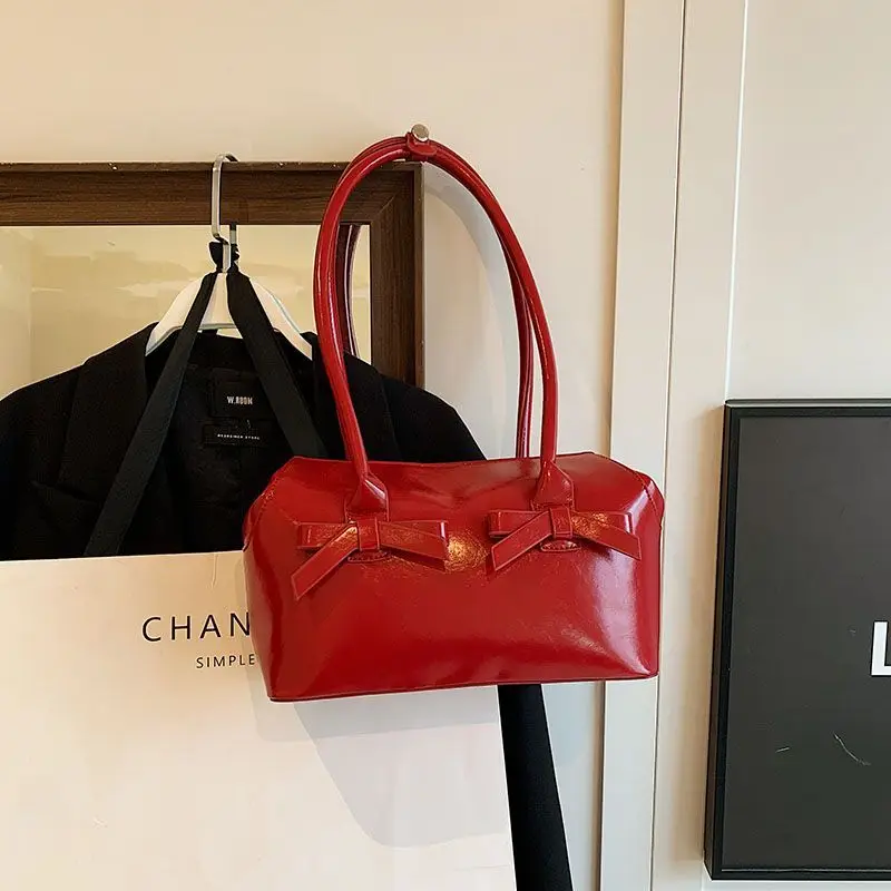 Высококачественная текстурная нишевая красная Бостонская сумка женская новая