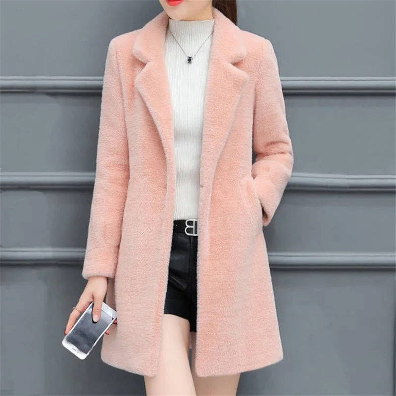 

2023Autumn Winter Jacket Women Sheep Shearing Overcoat Women One Piece Of Fur Jacket Female Imitate Mink Fur Fur Coat Wool Coats