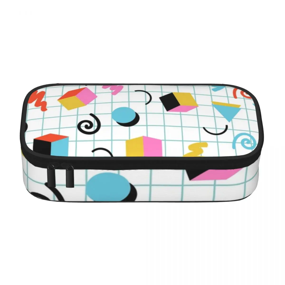 Memphis Pattern 80s Pencil Case Retro Minimal Geometric For Teens School Zipper Pencil Box Large Cool Pen Bags