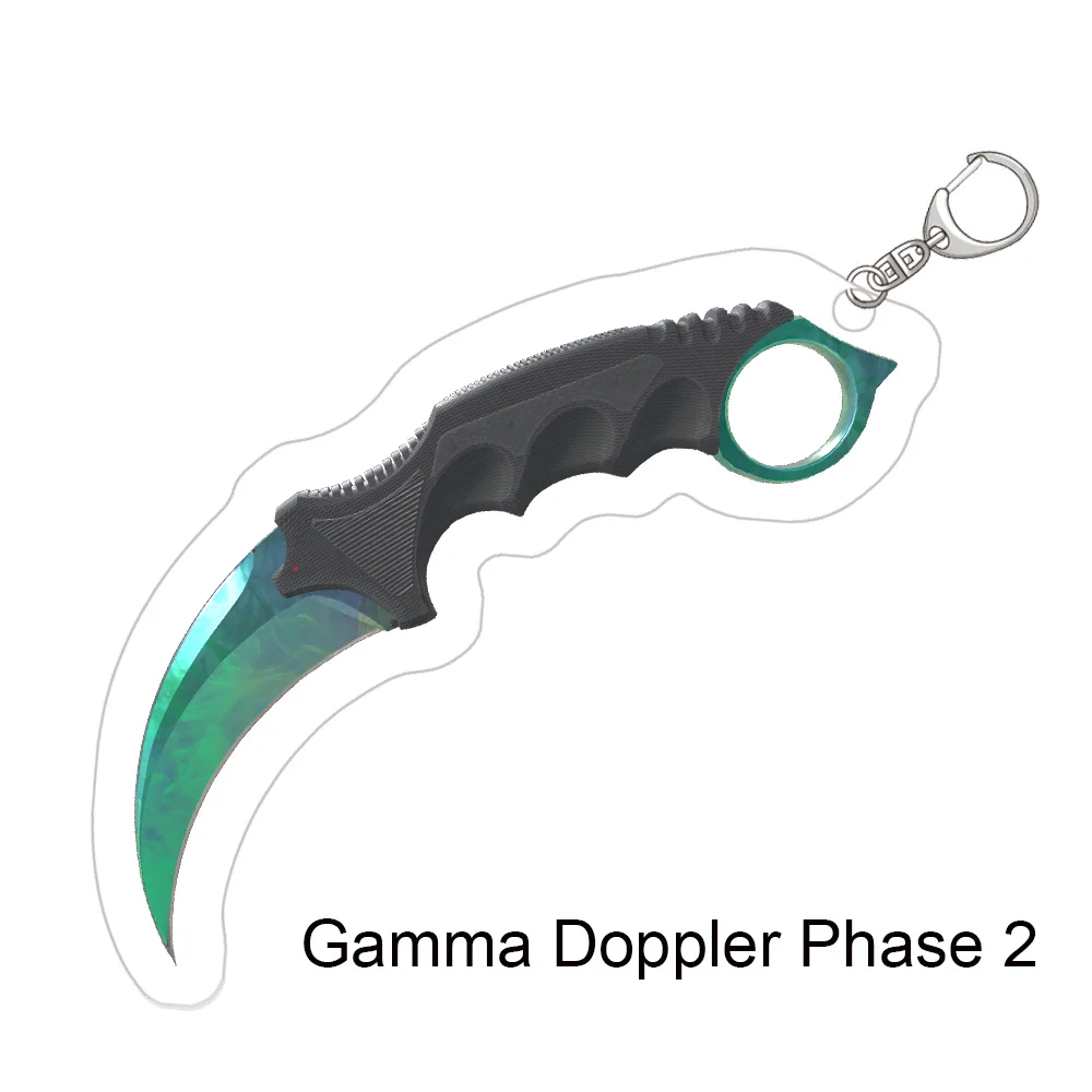 Фото CS2 CS GO Karambit брелок для ключей, игровой реквизит Gamma Doppler, автотроник, высококачественный акриловый кулон, индивидуальный подарок на праздник №2