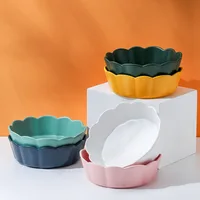 Multicolor Ceramic Flower Pet Bowl Cat Bowl Large Anti-Overturn Dog Drinking Water Feeding Bowl Cat Accessories