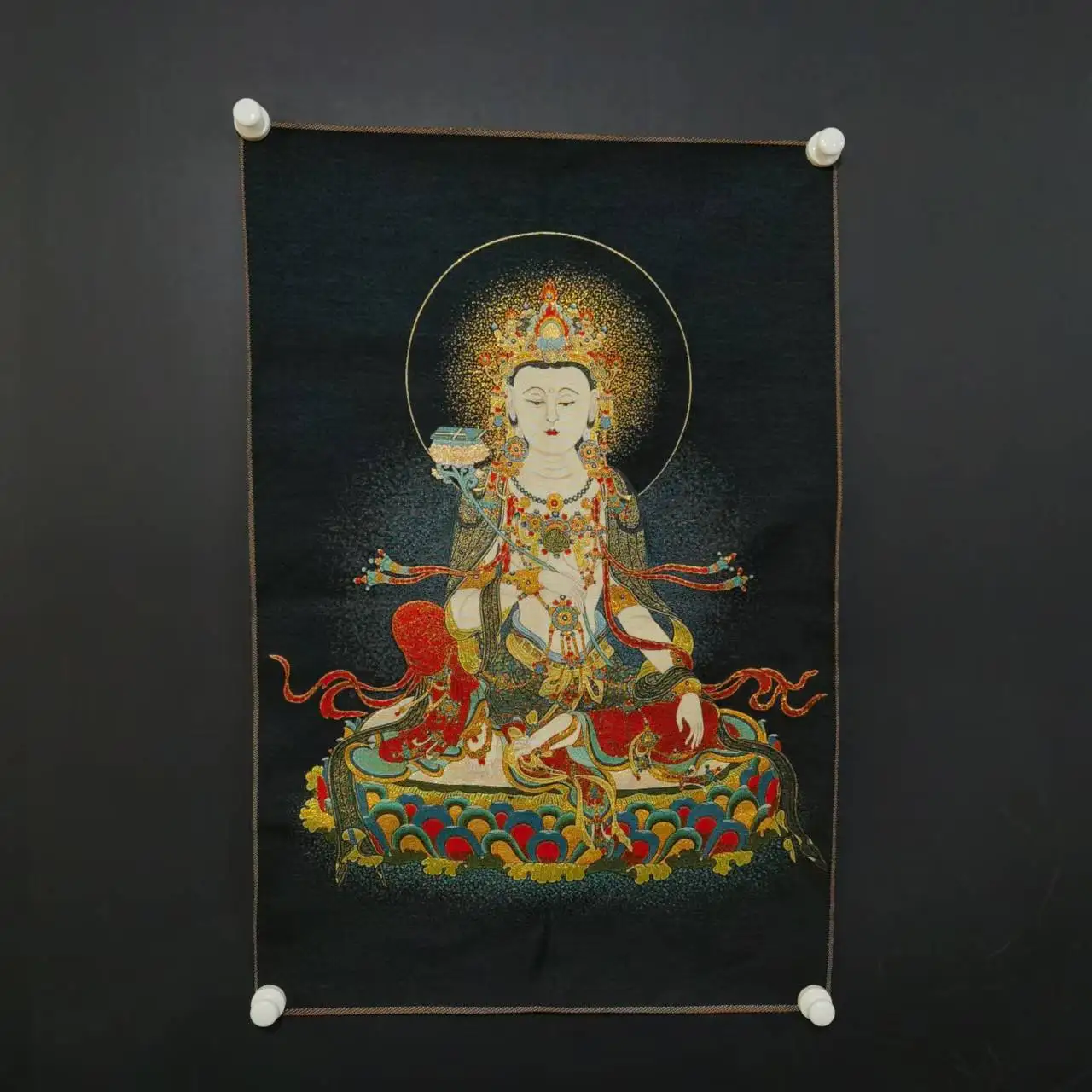 35 &quotТханка Вышивка Тибетский буддизм шелк Манджусри Бодхисаттва Будда Тханка