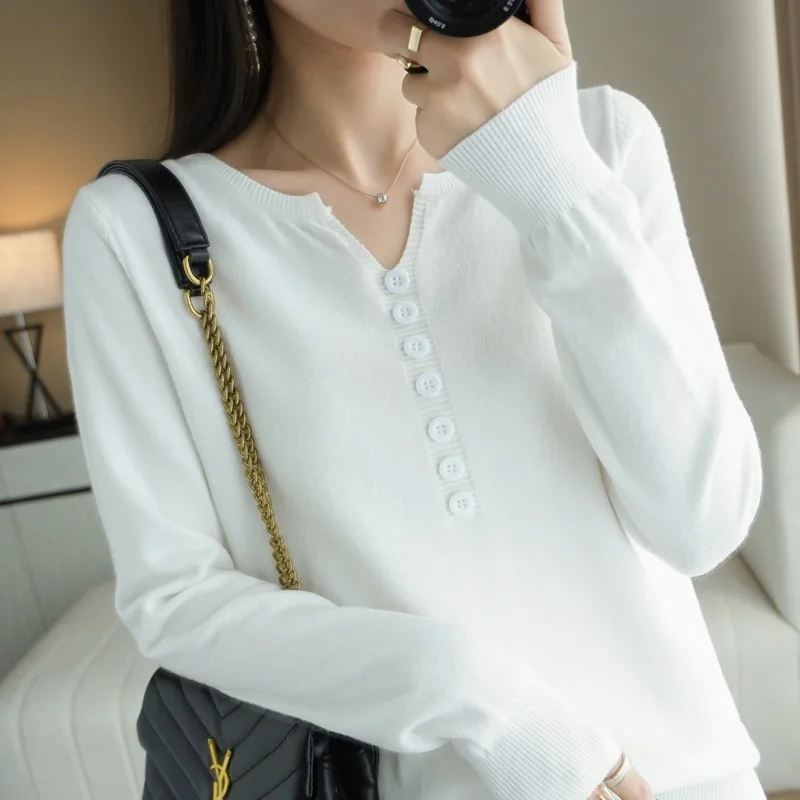 

Свободный пуловер с V-образным вырезом, свитер на осень и зиму, новый стиль, свитер 2022, женская верхняя одежда с длинным рукавом