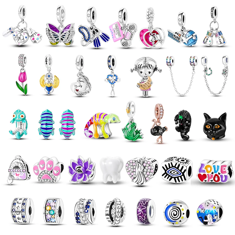 

Suitable for original Pandora bracelet necklace 925 colored animal beads women's silver pendant DIY jewelry