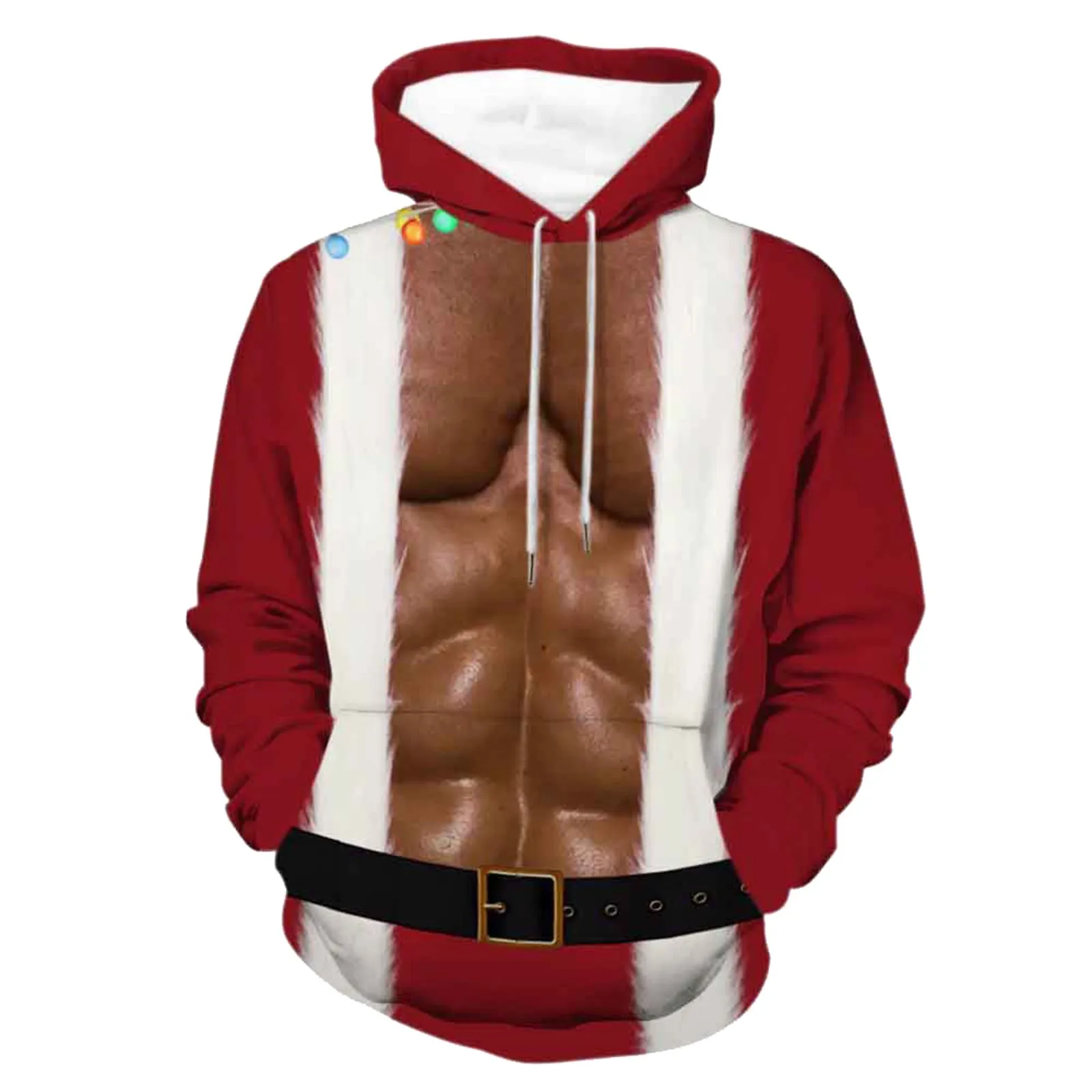 

Muscle 3d Print Funny Hoodies Christmas Men Navidad Sweatshirt Drawstring Party New Year Pullovers Leisure Sportswear Sudaderas