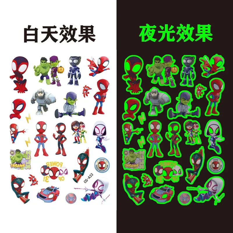 Светящиеся татуировки-наклейки с изображением Человека-паука Диснея милый