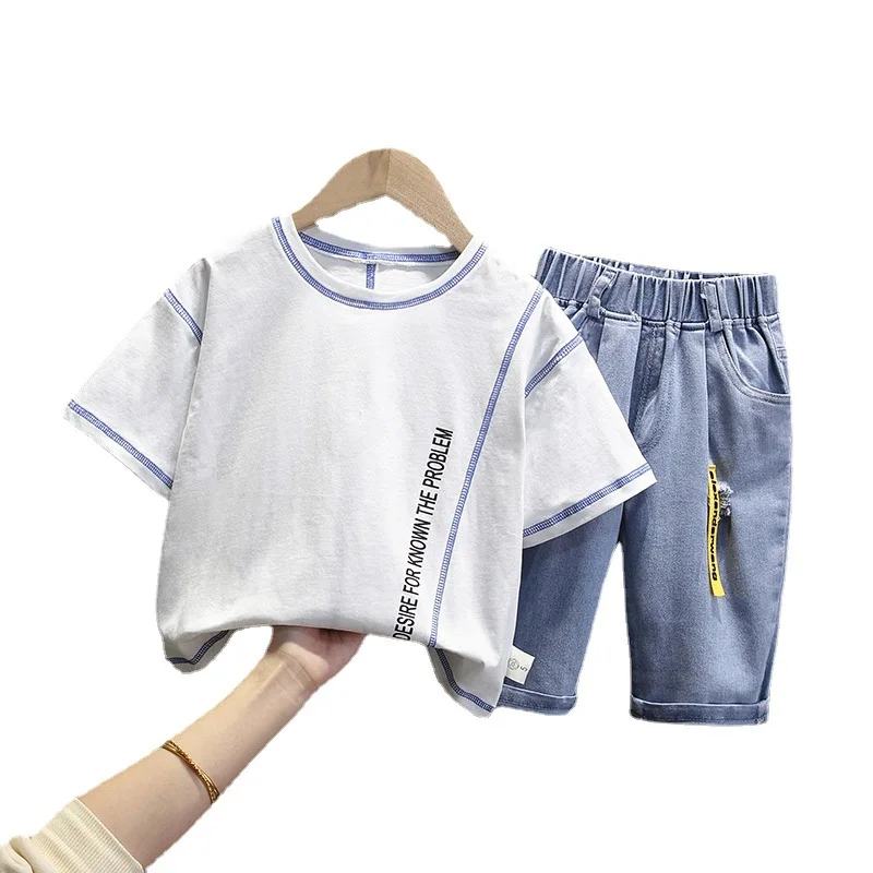 

Летняя одежда для маленьких мальчиков и девочек, Спортивная футболка + шорты, комплекты детской одежды, повседневная детская спортивная оде...