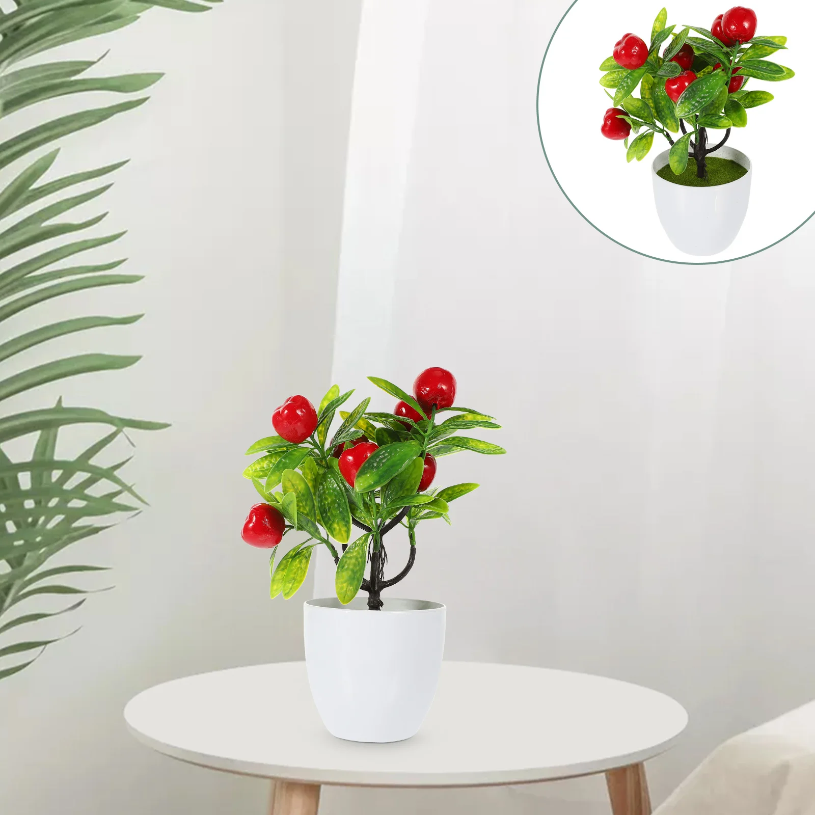 

Potted Fake Artificial Treefruit Bonsaiapple Pots Pot Mini Decor Centerpiece Faux Greenery Table Flowersgreen Apples Vase