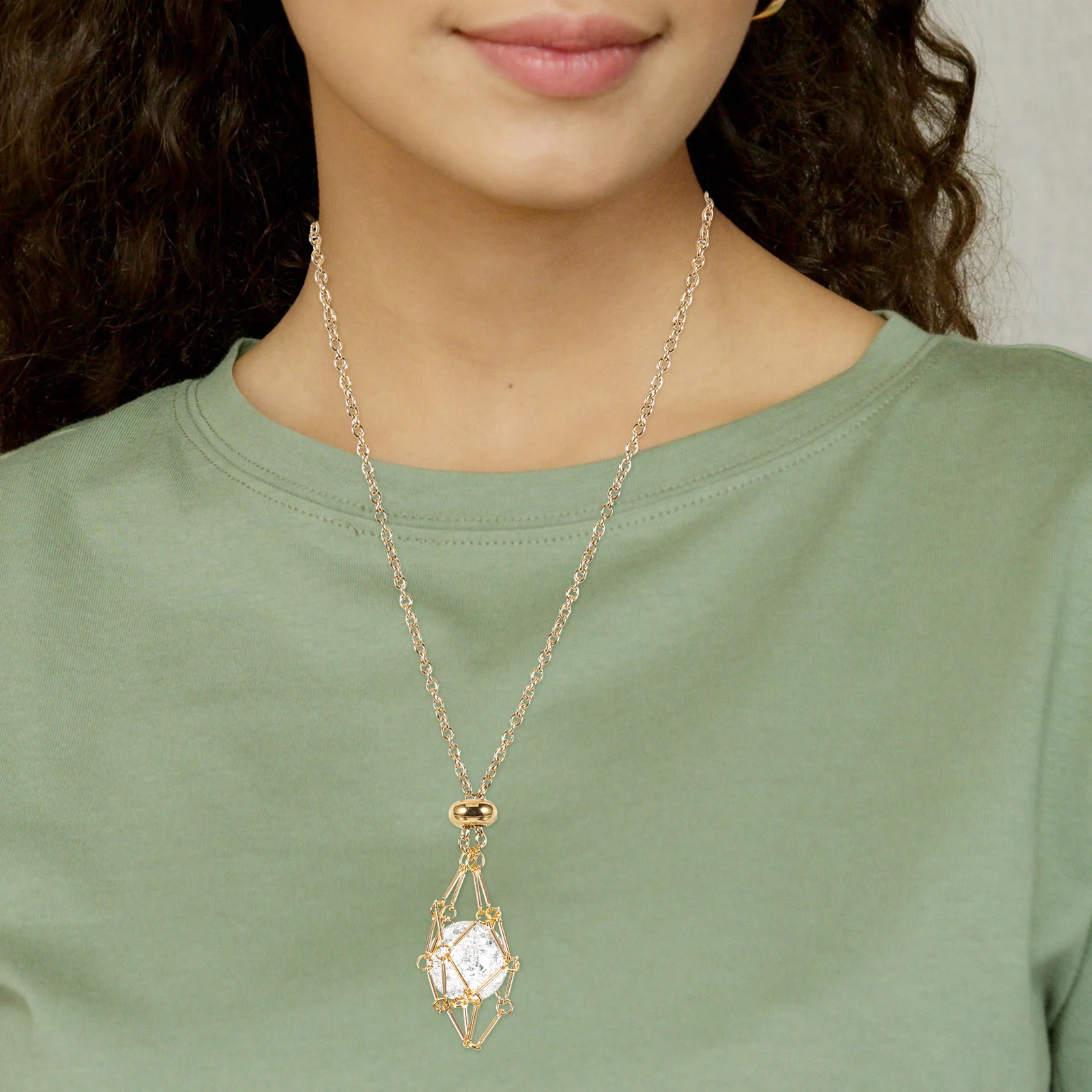 Сетчатая сумка из натурального кристалла с необработанным камнем металлическое