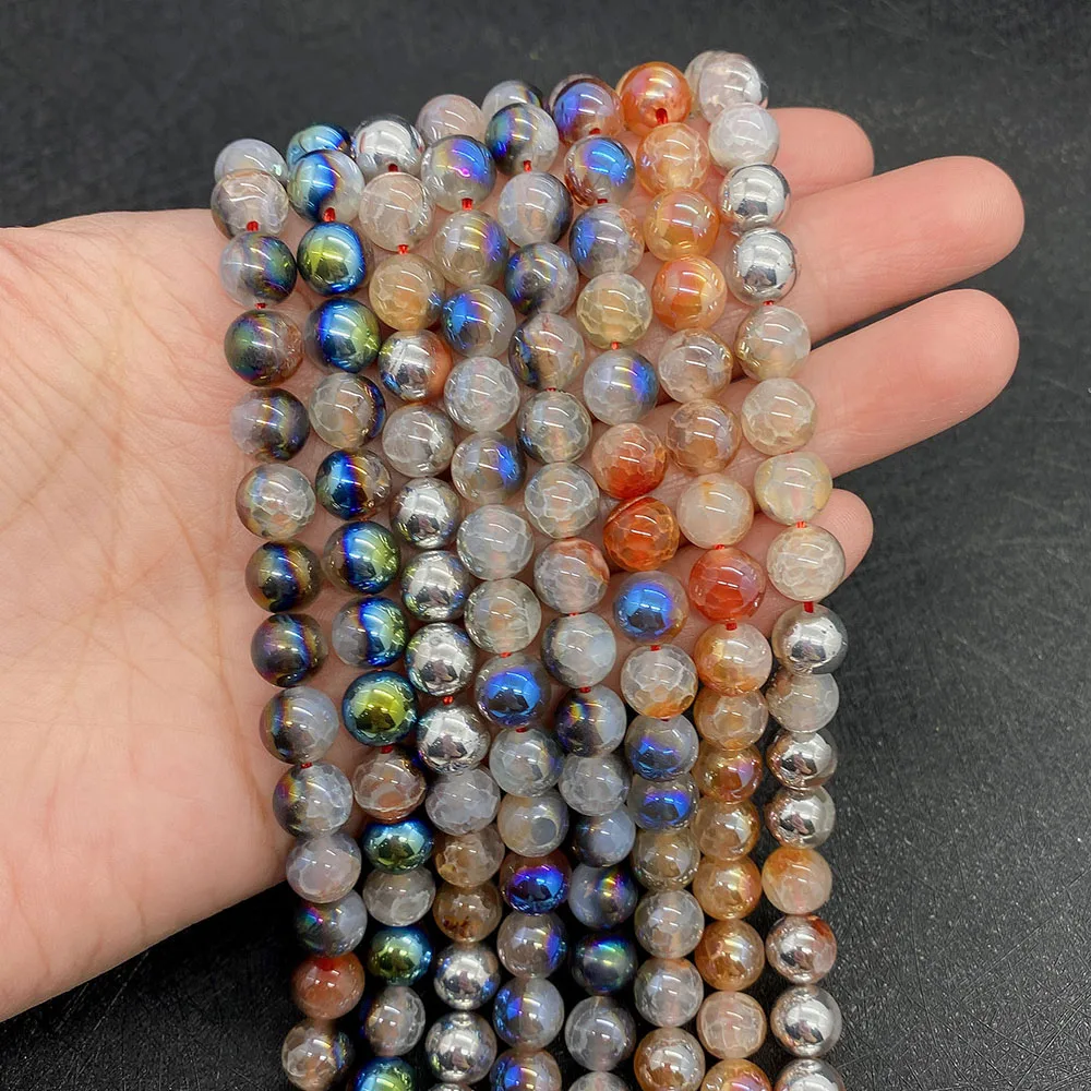 

Exquisite Ice Popped Onyx Chalcedony Exquisite Loose Beads DIY Handmade Natural Stone Beads for Jewelry Making Round 6/8/10mm